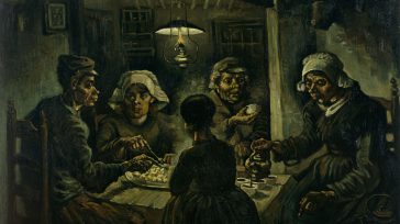 Los comedores de patatas cuadro de Vicent Van Gogh. Muestra a una familia de proletarios  que vive en pobreza extrema  durante la  Segunda Revolución Industrial.  
