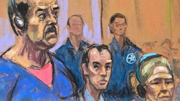 Bocetos hechos a mano, se logra observar el comportamiento y los gestos de Nicolas Maduro y su esposa Cilia Flores cuando se sentaron ante el tribunal federal en Nueva York, [&hellip;]