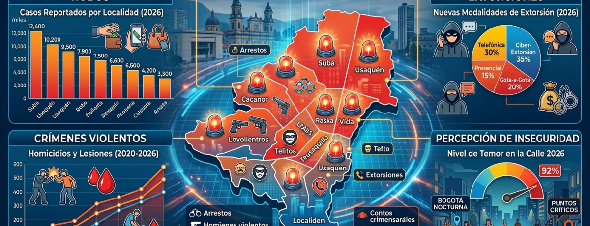 &nbsp; INSEGURIDAD La ciudadanía bogotana denuncia un entorno de alta vulnerabilidad debido a la persistencia de hurtos violentos, extorsiones y la presencia de bandas criminales en zonas neurálgicas de la [&hellip;]