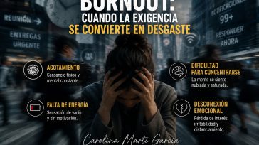 &nbsp; &nbsp; María Carolina Martí García Psicóloga Clínica El «burnout» es una alteración psicológica vinculada al estrés crónico sostenido. Se manifiesta a través del agotamiento emocional, la desconexión afectiva, una [&hellip;]